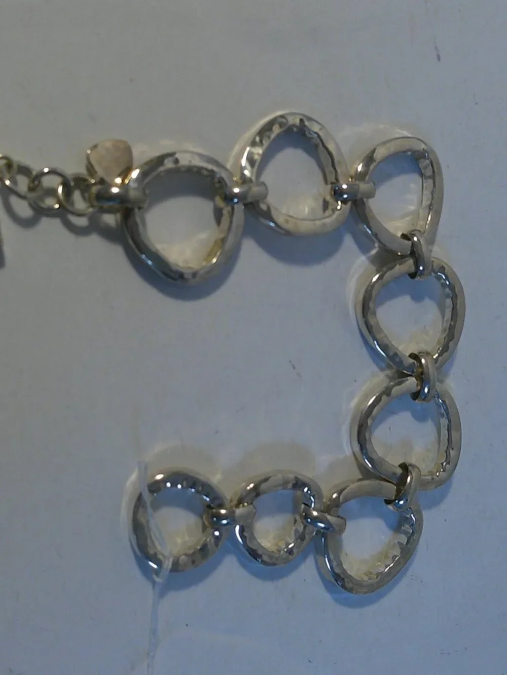 Hammered Open Circle Link Toggle Bracelet Silver Tone - SB6 D3